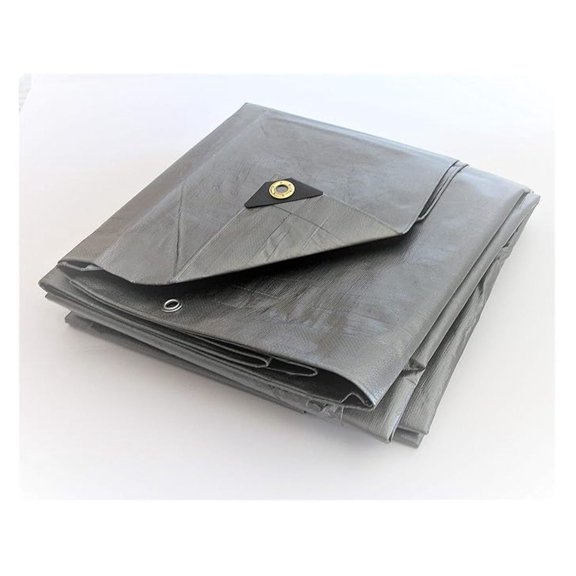 6' x 12' Silver Heavy Duty Waterproof 12 mil Tarp with Grommets (Finished Size Approx. 5'6" x 11'6")