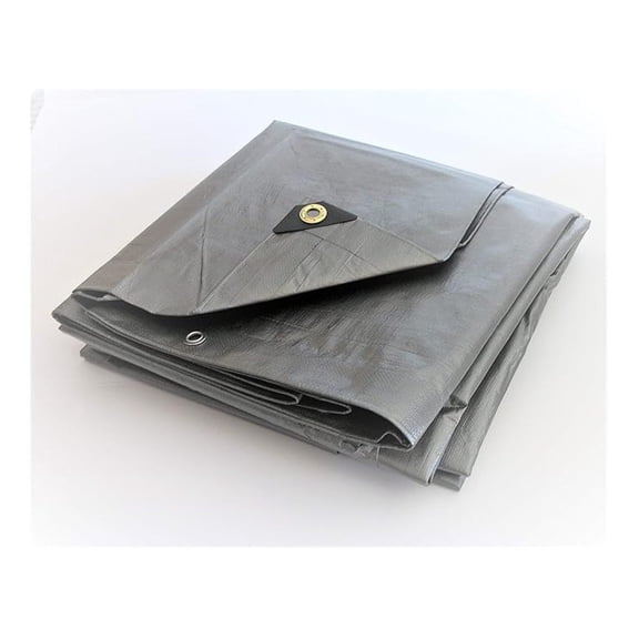 6' x 12' Silver Heavy Duty Waterproof 12 mil Tarp with Grommets (Finished Size Approx. 5'6" x 11'6")