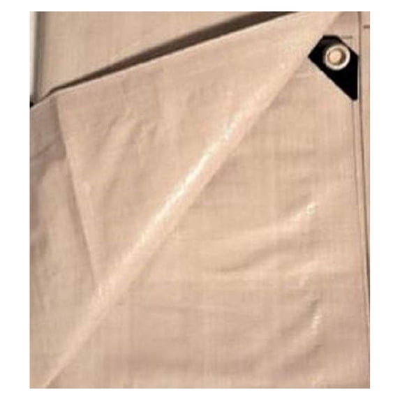 Lymra 6' x 12' Tan Beige Heavy Duty 12 mil Waterproof Tarp with Grommets, Finished Size Approx. 5'6" x 11'6"