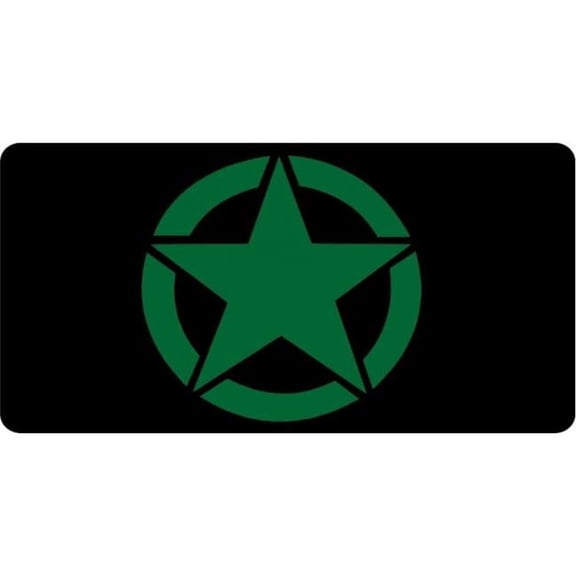 6 x 12 in. Green Army Star Logo on Black Photo License Plate
