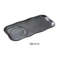 thumbnail image 1 of 6 x 12 in. Matching Diamond Black Compartment China Plate with Matte Black Glaze - Pack of 12, 1 of 1