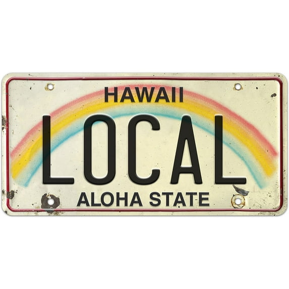 6 x 12in Vintage Hawaiian Embossed License Plate - LOCAL
