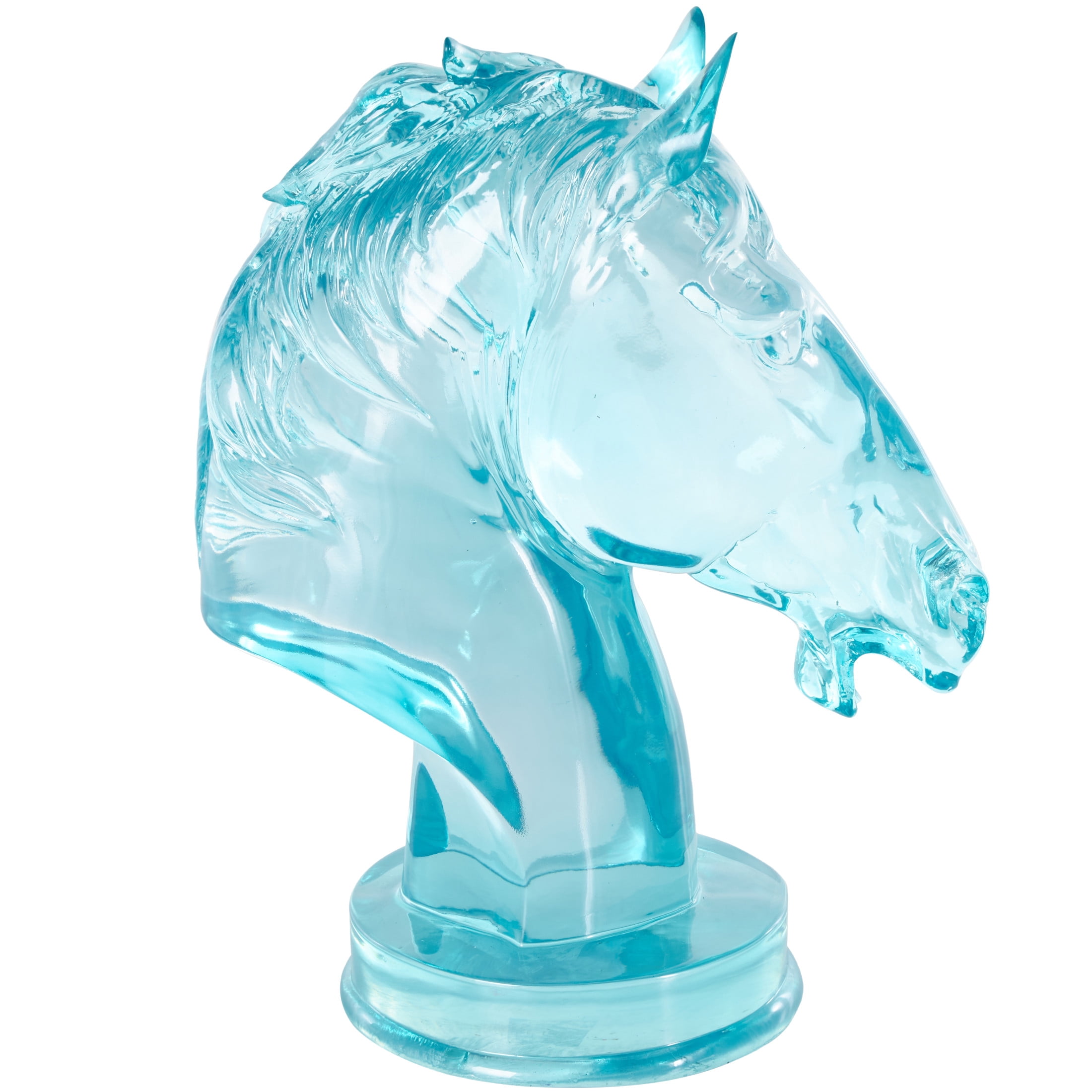 6" x 13" Light Blue Resin Tinted Horse Sculpture, by DecMode