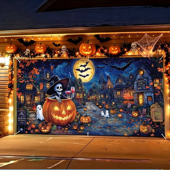 6 x 13 ft Halloween Garage Door Decorations Halloween decorations Witch Door Cover, Hanging Banner Backdrop Mural for Home, Outdoor, Indoor, Spooky Party, Wall, Window
