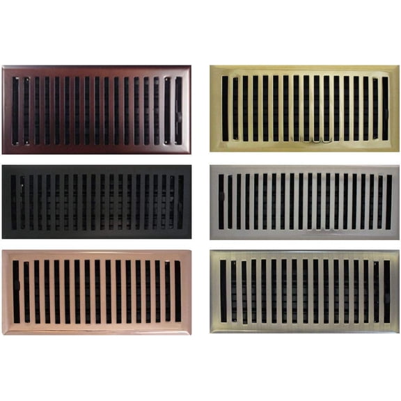 6" x 14" (7.375" x 15.75" Overall) Antique Brass Plated Contemporary Register with Damper (HVAC Vent Cover)