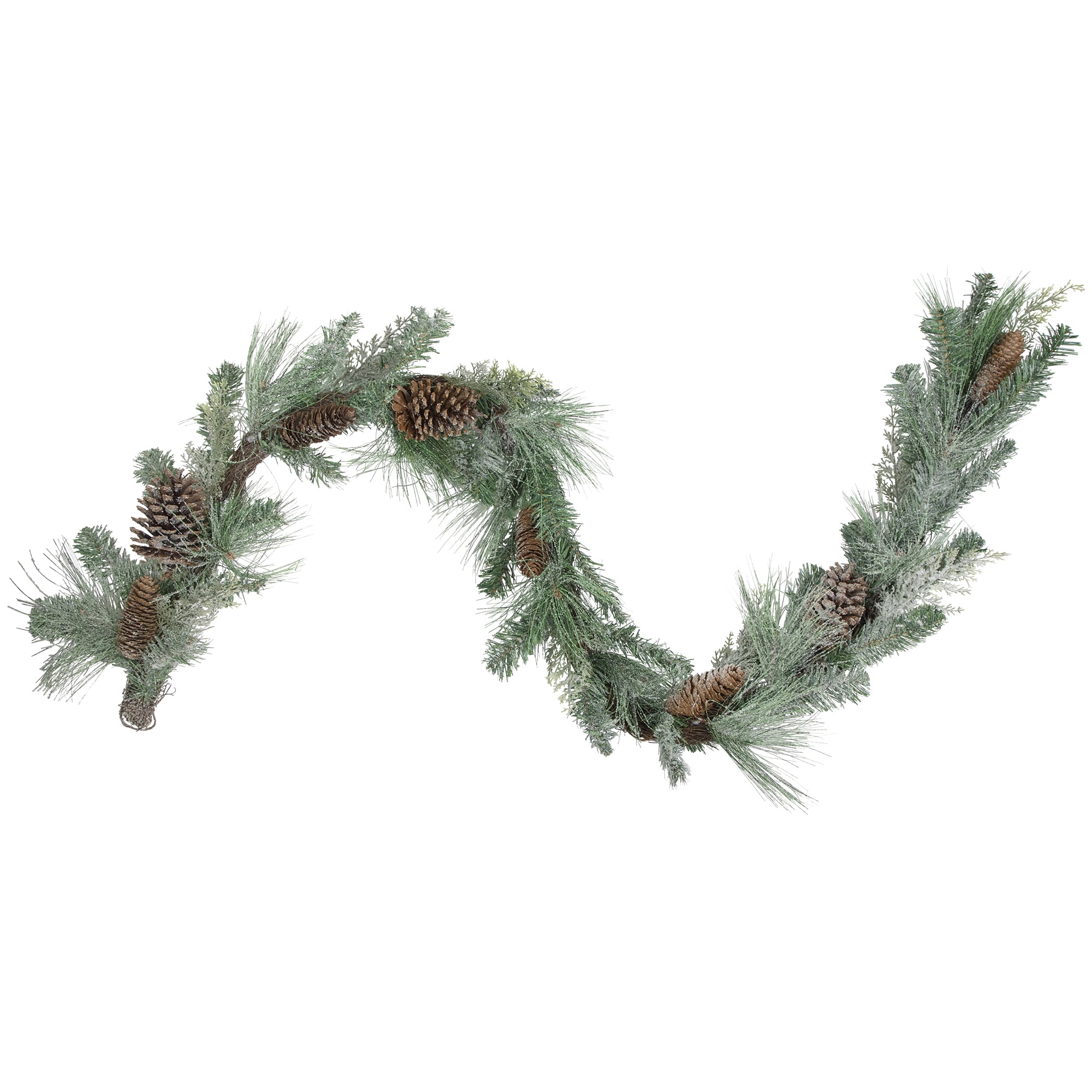 6' x 14" Artificial Mixed Pine with Pine Cones and Gold Glitter Christmas Garland - Unlit