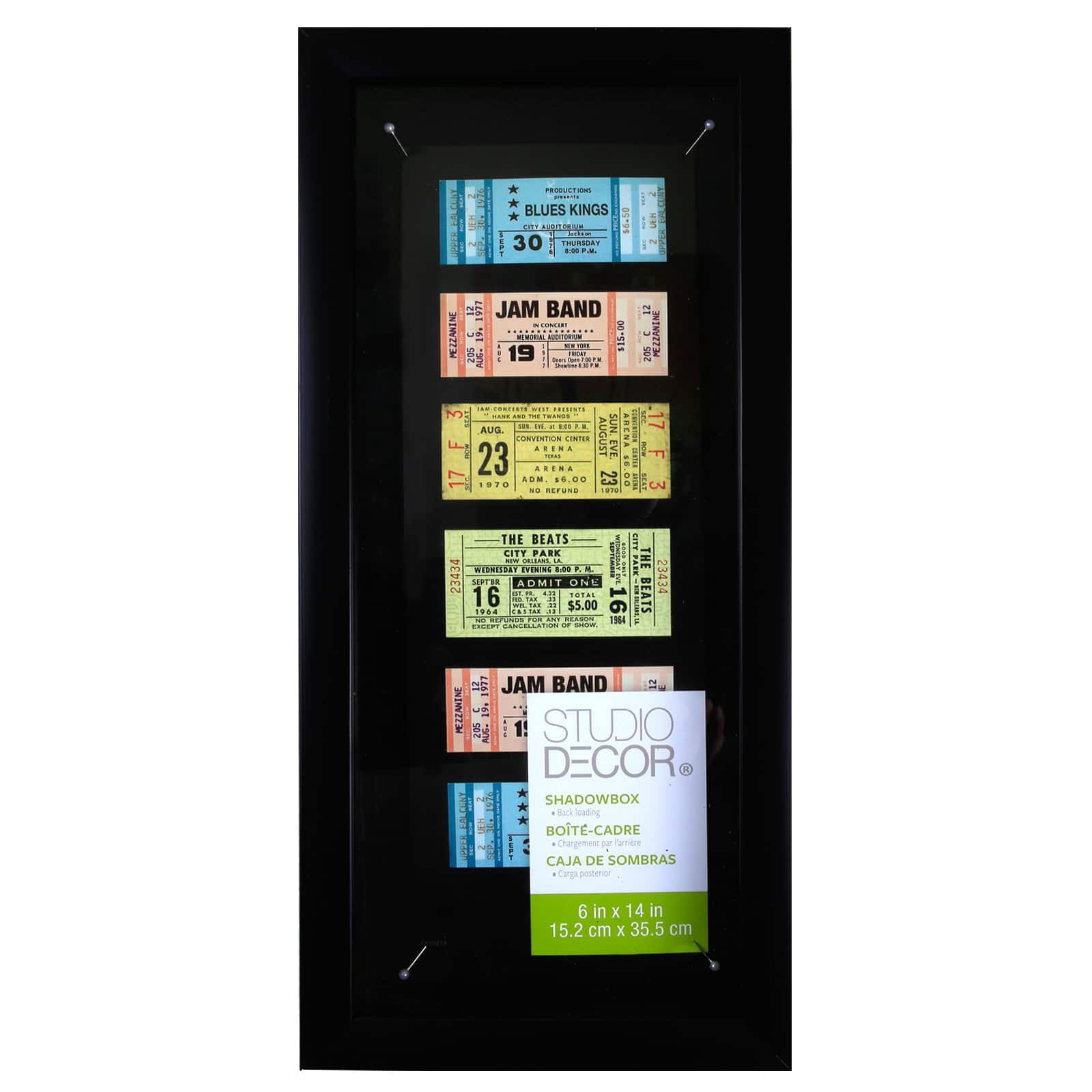 6” x 14” Black Panel Shadow Box by Studio Décor - Memory Box Display Case for Keepsakes - Mementos - Memorabilia - 1 Pack