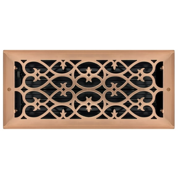 6" x 14" Copper Plated Victorian Style Floor Register - Decorative Vent Cover