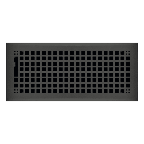 6" x 14" Flat Black Rockwell Style Floor Register - Decorative Vent Cover