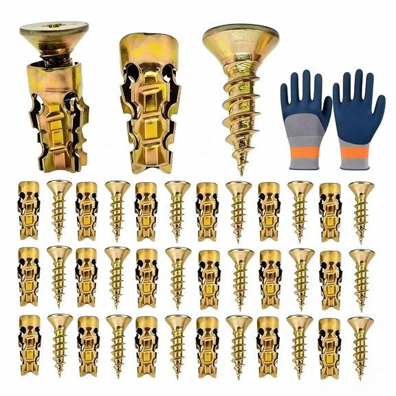 6 x 14mm Door Hinge Screw Hole Repair Kit, Short Expansion Screw Set, Thread Repair Screws for Cabinet Hinge Repair, Stripped Screw Hole Repair, Wall Anchors for Wood Furniture (30)