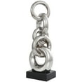 thumbnail image 1 of 6" x 17" Silver Ceramic Stacked Chain Link Abstract Sculpture with Black Block Base, by DecMode, 1 of 10