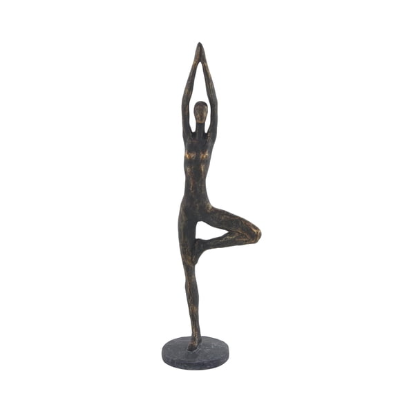 6" x 18" Brass Polystone Yoga Sculpture, by DecMode
