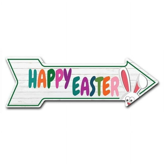 6 x 18 in. Indoor & Outdoor Decor Direction Sticker Vinyl Wall Decals - Happy Easter - 24 in.