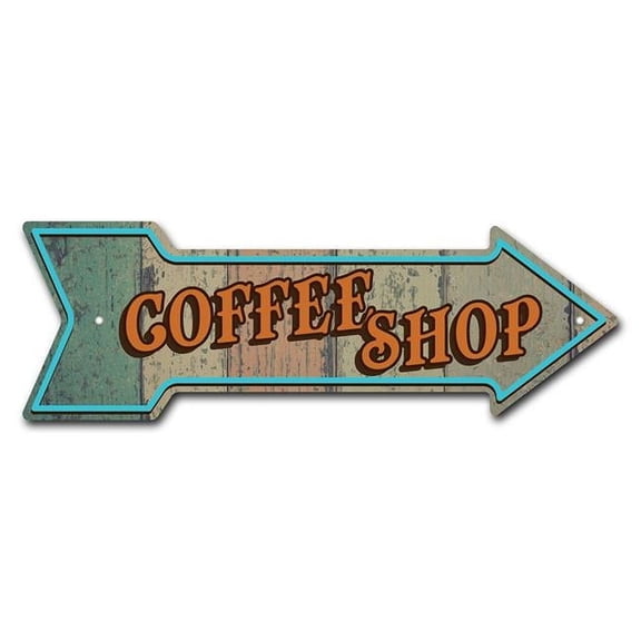 6 x 18 in. Wide Coffee Shop Arrow Sign