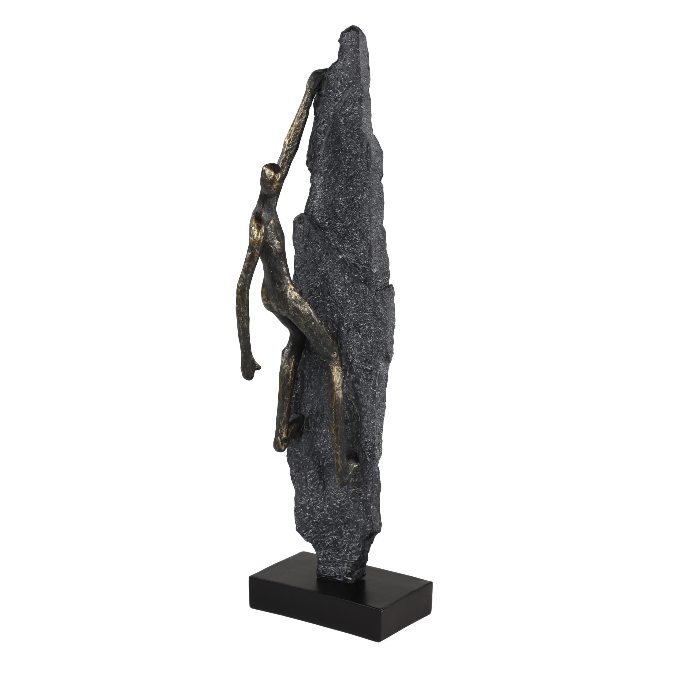 6" x 19" Bronze Polystone Climbing People Sculpture, by DecMode