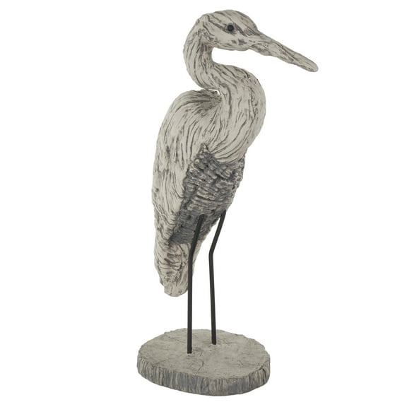 6" x 19" Gray Polystone Textured Bird Sculpture, by DecMode