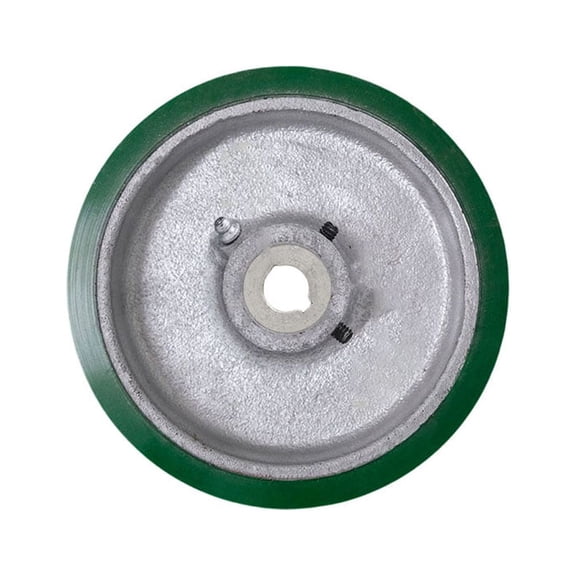 6" x 2.5" Poly Tread on Cast Iron Keyed Drive Wheel - 1-1/4 Inch Bore - SCC