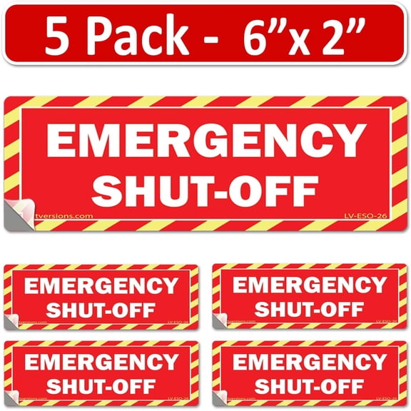 6" x 2" EMERGENCY SHUT-OFF Fuel Switch Label Warning Safety Sign Sticker Electrical Panel Vinyl Red