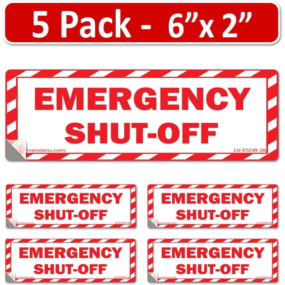 6" x 2" EMERGENCY SHUT-OFF Fuel Switch Label Warning Safety Sign Sticker Electrical Panel Vinyl Whte