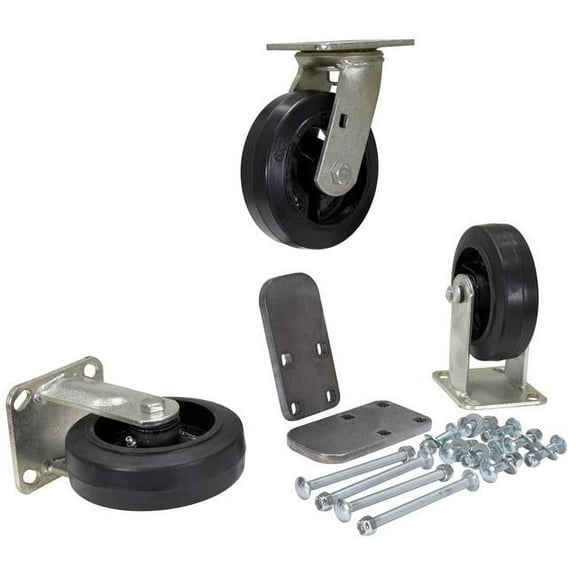 6 x 2 in. Mold-On Rubber Caster Kit - 1800 lbs