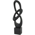 thumbnail image 1 of 6" x 20" Black Polystone Intertwined Loop Abstract Sculpture with Block Base, by DecMode, 1 of 9