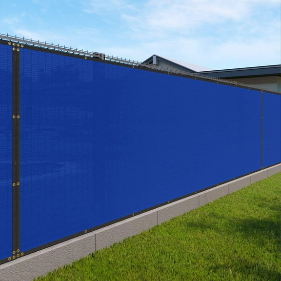 6' x 20' Privacy Fence Screen in Blue for Chain Link Fence W/ Brass Grommet Windscreen Outdoor Backyard Mesh Fencing Cover Netting 150GSM Fabric W/ Zip Ties - Custom Size