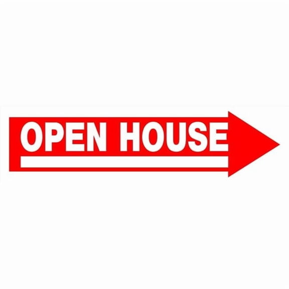 6 x 24 in. Red & White Corrugated Plastic Open House Arrow Sign