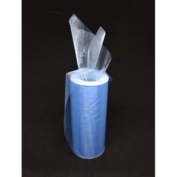 6" x 25 Yards Wide Sheer Organza Ribbon Fabric Roll Blue