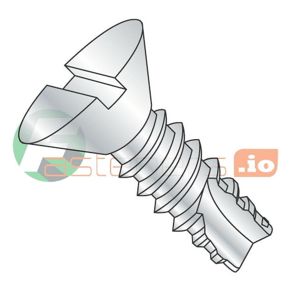 #6 x 3/8" Type 25 Thread Cutting Screws / Slotted / Flat Head / Steel / Zinc (Quantity: 10,000 pcs)