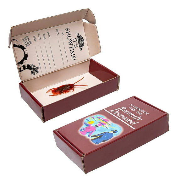 6" x 3" Beetlejuice Roach in a Handbook Box Cardboard Invitations - 12 Pieces