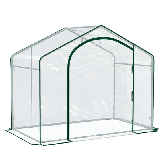 6' x 3' x 5' Portable Walk-in Greenhouse, PVC Cover, Steel Frame Garden Hot House, Zipper Door, Top Vent for Flowers, Vegetables, Saplings, Clear