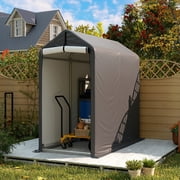 GARTOO 6 x 3ft Outdoor Bicycle Storage Shelter with roll-up Door & Ventilate Window, Bike Shed with Polyethylene Canopy, Waterproof Bicycle Cover, Dark Gray