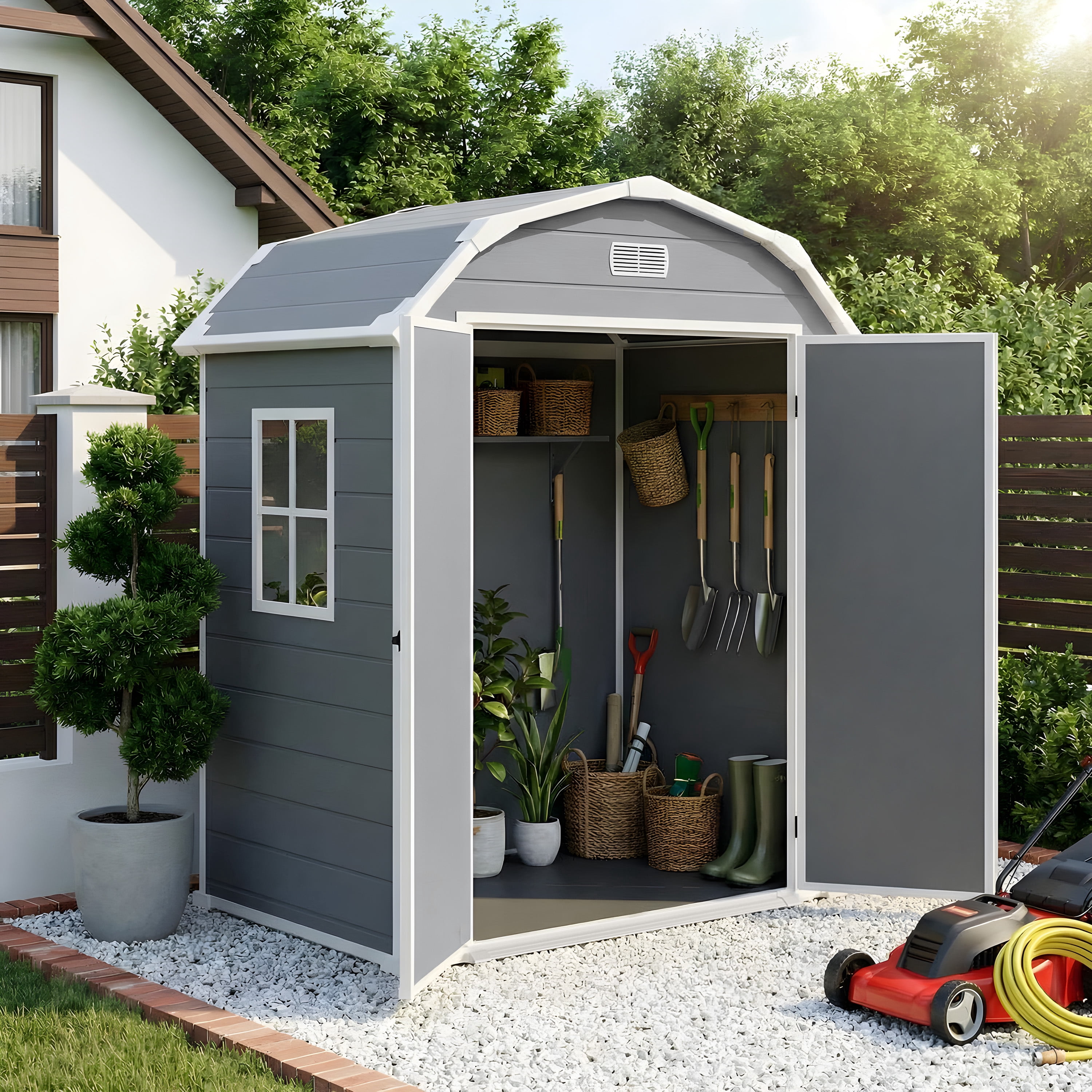 Uforic 36 cu ft Resin Outdoor Storage Shed,Horizontal Tool Shed