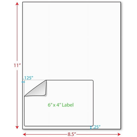 6" x 4" Integrated Laser Label Form Sheets, 1 Label Carton of 1000