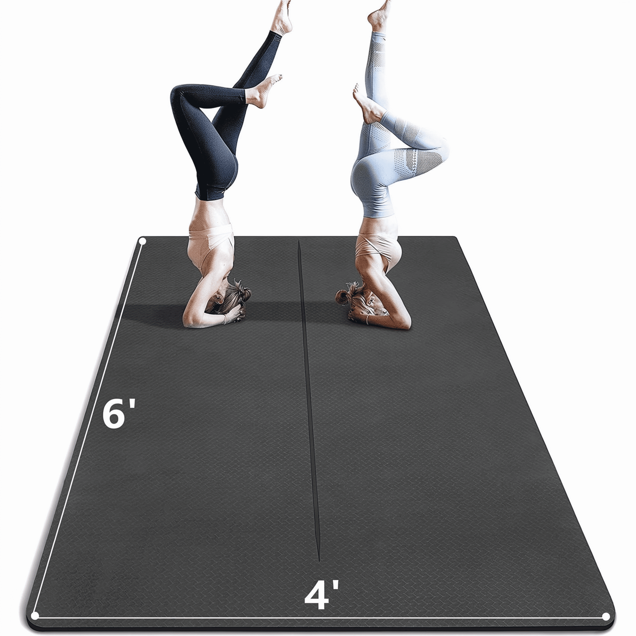 6' x 4' Large 1/3 Inch Extra Thick Double-Sided Non Slip Professional TPE Yoga Mats for Women Men, 24 Sq.Ft Exercise Mat for Yoga, Pilates and Home Workout (Black）