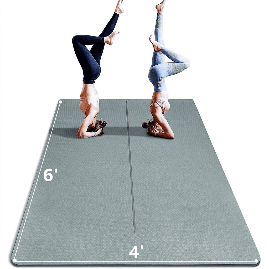 6' x 4' Large 1/3 Inch Extra Thick Double-Sided Non Slip Professional TPE Yoga Mats for Women Men, 24 Sq.Ft Exercise Mat for Yoga, Pilates and Home Workout (Gray）