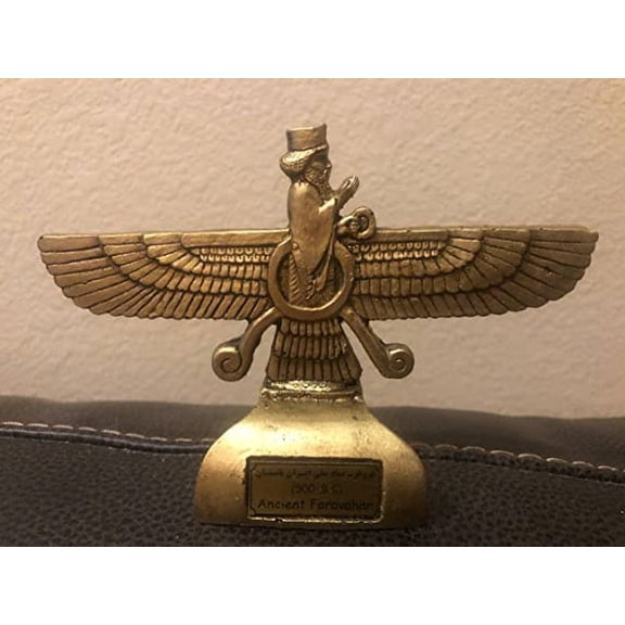 6 x 4 New Value Golden Hand Made Statue Sculpture of Syrus The Great, Collectible, Decorative, Hand Made, Handicraft, Home Decor, Gift, Farvahar, Ahura Mazda, Zarathustra, Ancient, Nice
