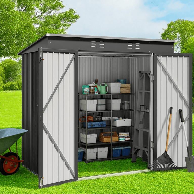 Lokfa 6'x4' Outdoor Steel Building Storage Shed, Metal Lokfa 6'x4' Outdoor Steel Building Storage Shed, Metal
