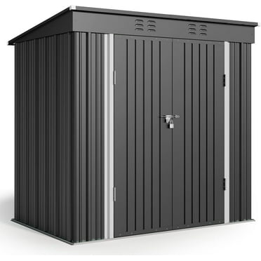 6' x 4' Outdoor Storage Shed, Lofka Garden Metal Shed with Base Frame for Backyard, Patio, Lawn, Gray