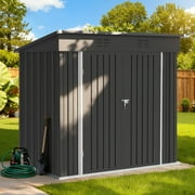 6' x 4' Storage Shed, ENYOPRO Galvanized Metal Storage Shed with Lockable Door for Garden Backyard Patio Lawn, Weather Resistant and Waterproof, Dark Gray