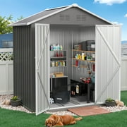 6' x 4' Storage Shed, ENYOPRO Galvanized Metal Storage Shed with Lockable Door for Garden Backyard Patio Lawn, Weather Resistant and Waterproof, Dark Gray