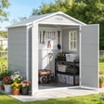 thumbnail image 1 of 6×4.4ft Storage Shed, Enyopro Resin Sheds with Floor, All-Weather Large Tool Plastic shed with Double Lockable Door, Bike Storage Resin Shed with Window for Garden,  Lawn,  Patio, 1 of 9