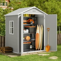6' x 4' Outdoor Storage Shed, Resin Storage House 135 sq ft, w/Lockable Door & Air Vent for Backyard