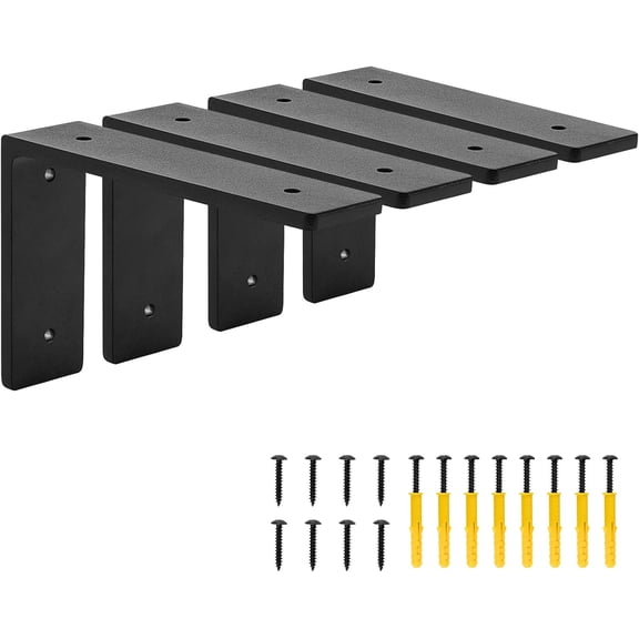 6"x 4"Shelf Brackets,L Shelf Brackets, die-cast Formation, Vertical Angle, Premium Alloy Metal Heavy Duty Shelf Bracket, high Strength Mounting Hardware Included, Corner Brace Joint,Pack of 4