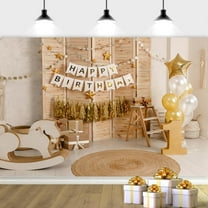 6 x 4 ft Happy 1st Birthday Backdrop for Boy, Brown Balloon Birthday Background Cute Birthday Photography Background Banner, Girls Boys Birthday Party Background Decoration Photo Studio Prop