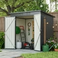thumbnail image 1 of 6 x 4 ft Outdoor Storage Shed with Floor Frame, Storage Sheds for Outside with Lockable Door, All Weather Garden Tool Shed with Air Vent for House Backyard Patio Lawn, Black, 1 of 12
