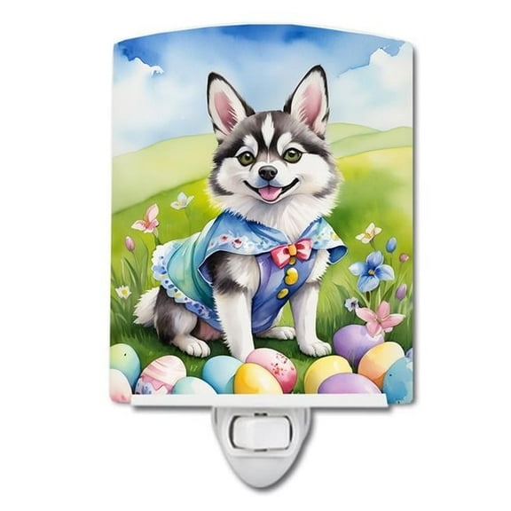 6 x 4 in. Alaskan Klee Kai Easter Egg Hunt Ceramic Night Light