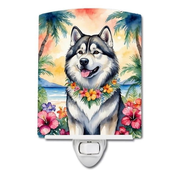 6 x 4 in. Alaskan Malamute Luau Ceramic Night Light