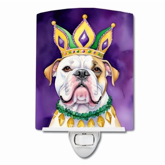 6 x 4 in. American Bulldog King of Mardi Gras Ceramic Night Light
