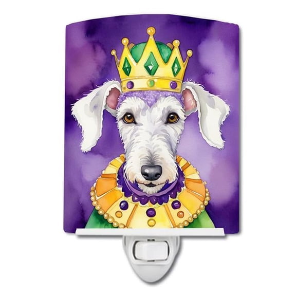 6 x 4 in. Bedlington Terrier King of Mardi Gras Ceramic Night Light
